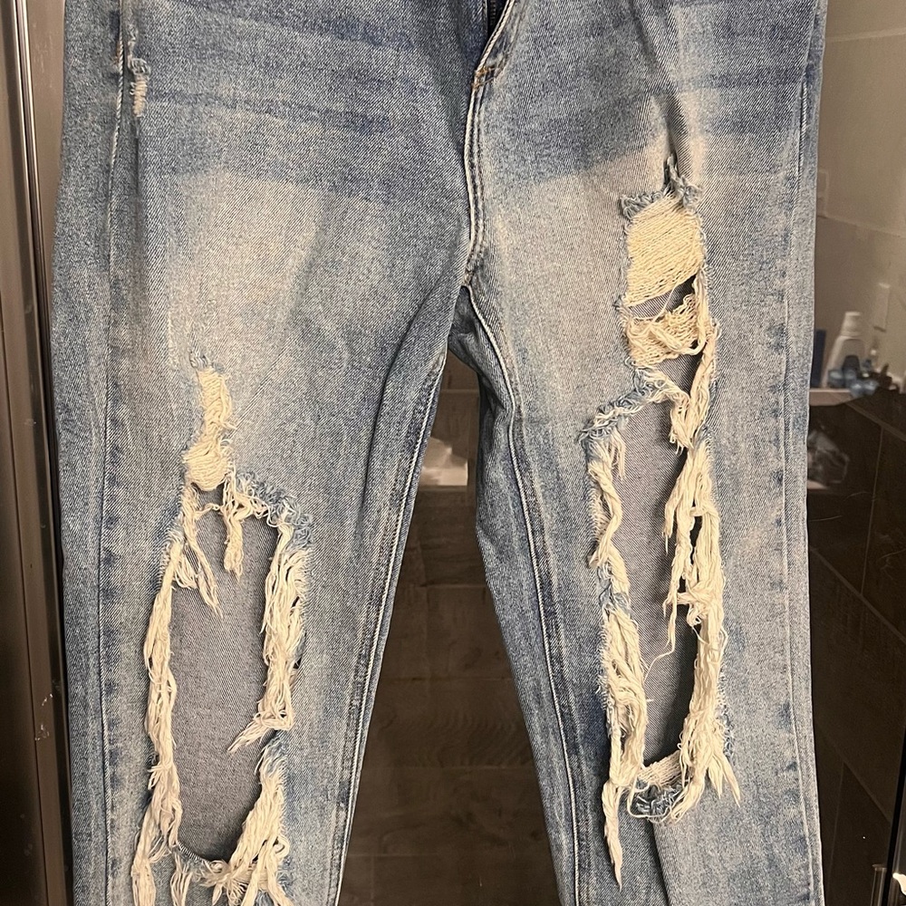 Distressed Blue Jeans